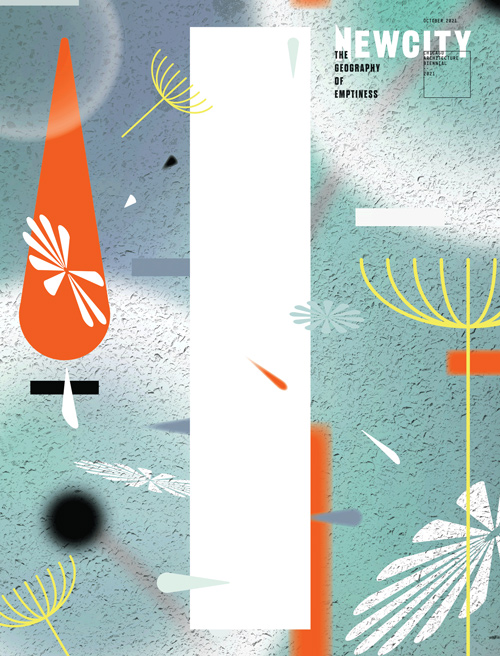 Newcity cover with abstract art with white rectangle in the middle